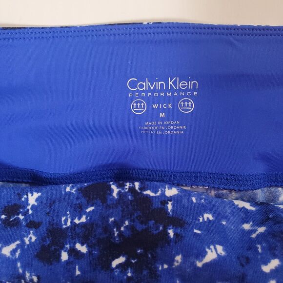 Calvin Klein Women's Leggings Medium Blue White Abstract Mid-rise Yoga Workout - Picture 6 of 10